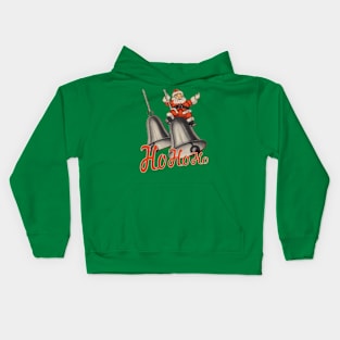 1980s old fashion Jingle Bell Christmas Santa Ho Ho Ho Kids Hoodie